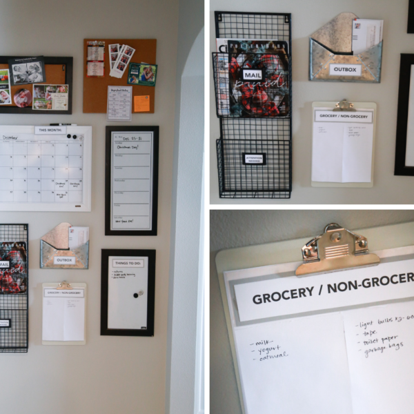command center, how to build a command center, DIY command center, family organization, weekly calendar, monthly organizer, mail organizer, grocery shopping organizer, grocery list, shopping list, easy command center, building a command center, family organization