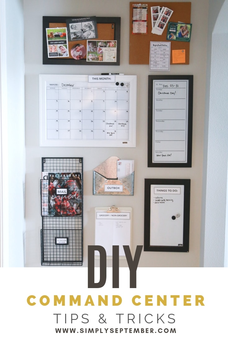 command center, how to build a command center, DIY command center, family organization, weekly calendar, monthly organizer, mail organizer, grocery shopping organizer, grocery list, shopping list, easy command center, building a command center, family organization