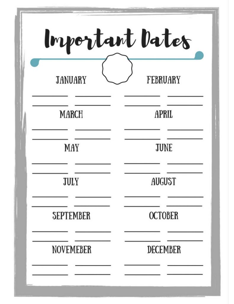 Never Another Date with This "Important Dates" FREE Printable
