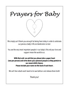 how to have a balloon prayer party, balloon, balloons, prayer, baby prayer, prayers for baby, party, balloon party, dedication, dedication party, baptism, baptism party, christening, christening party, free printable, free printabels