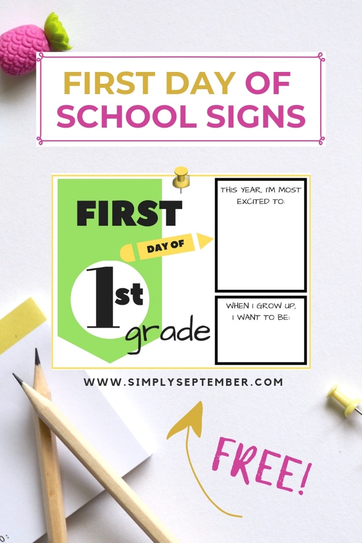First Day of School Signs FREE Printables Simply September