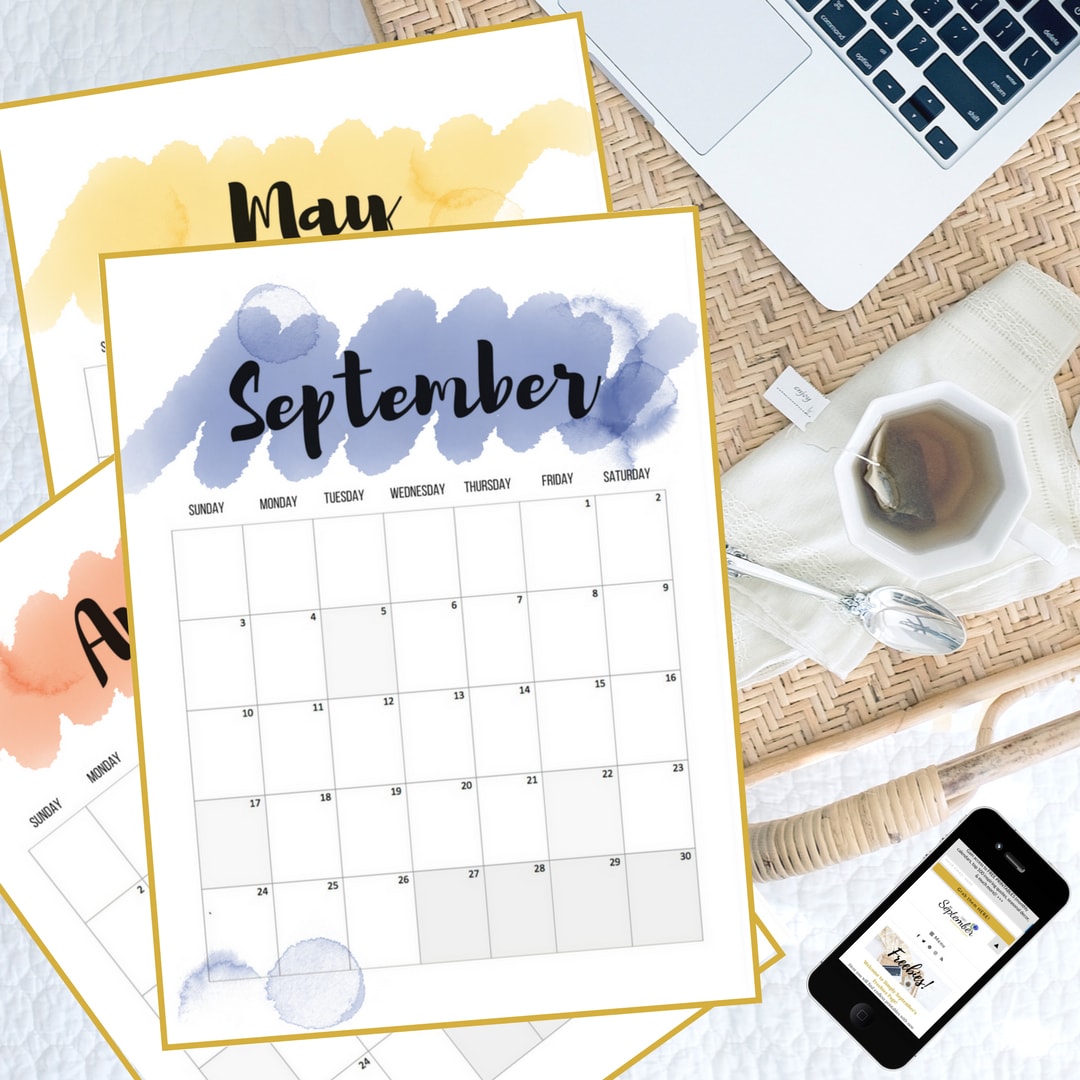 watercolor calendars Simply September