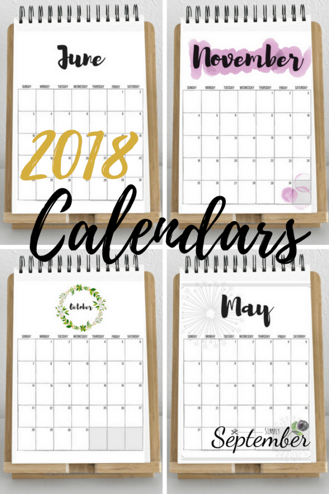 2018 Calendars: FREE Printables! - Simply September