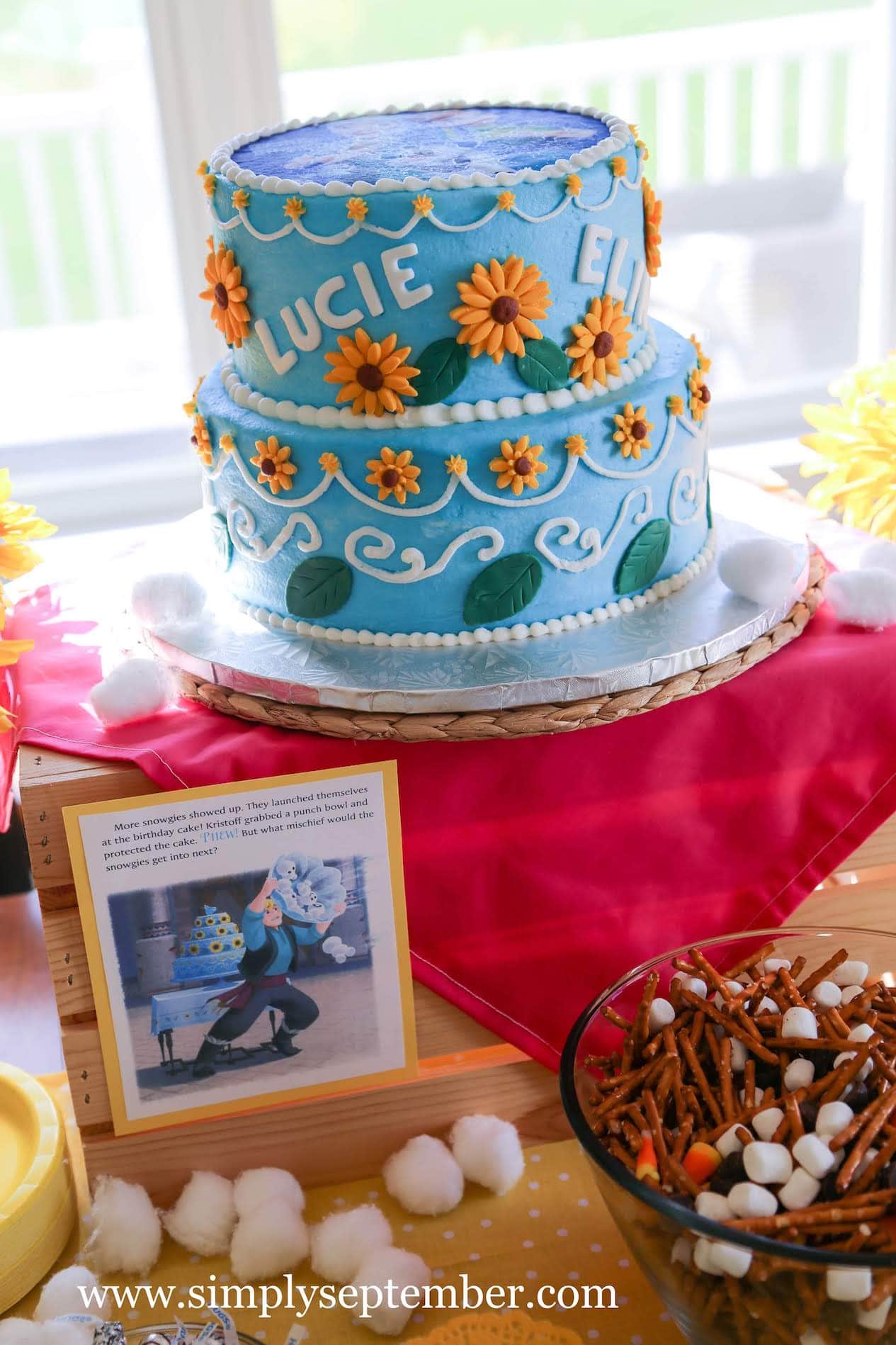 frozen fever menu, frozen fever party menu, frozen party, frozen fever menu, frozen party decor, frozen birthday party, simply September blog, Elsa and Anna, sunflower party, frozen cake