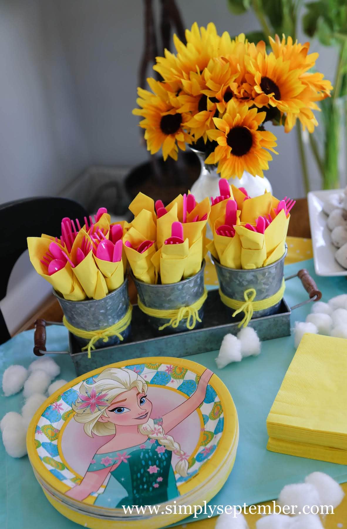 frozen fever menu, frozen fever party menu, frozen party, frozen fever menu, frozen party decor, frozen birthday party, simply September blog, Elsa and Anna, sunflower party, frozen cake