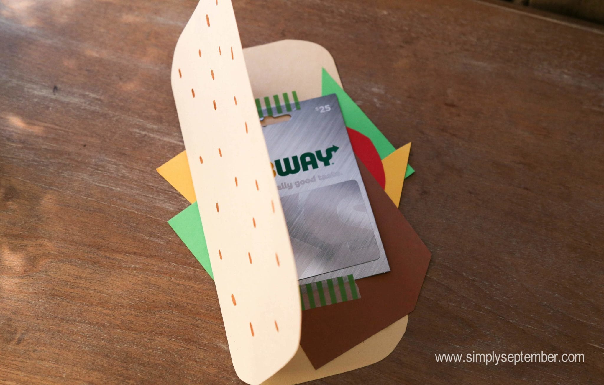 creative ways to gift a gift card, subway, gift card, how to make gift cards fun, fun ways to give a gift card, gift card for Christmas, Walmart, picnic basket, gift cards for Christmas, simply september