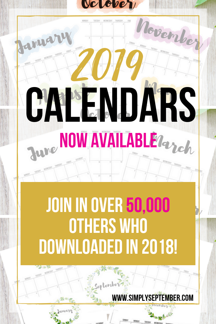 Beautiful and FREE 2019 Calendars: Printables, 2019 calendar, January calendar, February calendar, march calendar, June calendar, April calendar, may calendar, may calendar, June calendar, July calendar, August calendar, September calendar, October calendar, November calendar, December calendar, pretty 2019 calendars, calendar printables, free 2019 calendars, free calendars, free printables