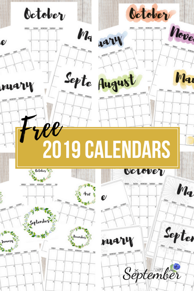 Beautiful and FREE 2019 Calendars: Printables - Simply September