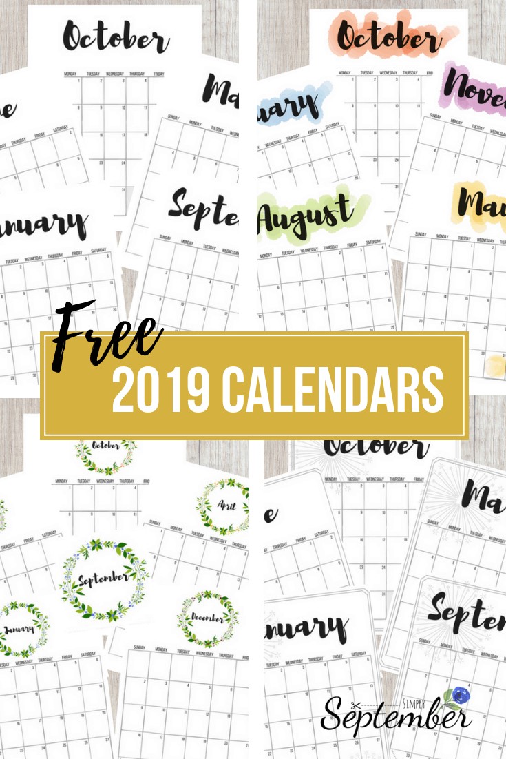 Beautiful and FREE 2019 Calendars: Printables, 2019 calendar, January calendar, February calendar, march calendar, June calendar, April calendar, may calendar, may calendar, June calendar, July calendar, August calendar, September calendar, October calendar, November calendar, December calendar, pretty 2019 calendars, calendar printables, free 2019 calendars, free calendars, free printables